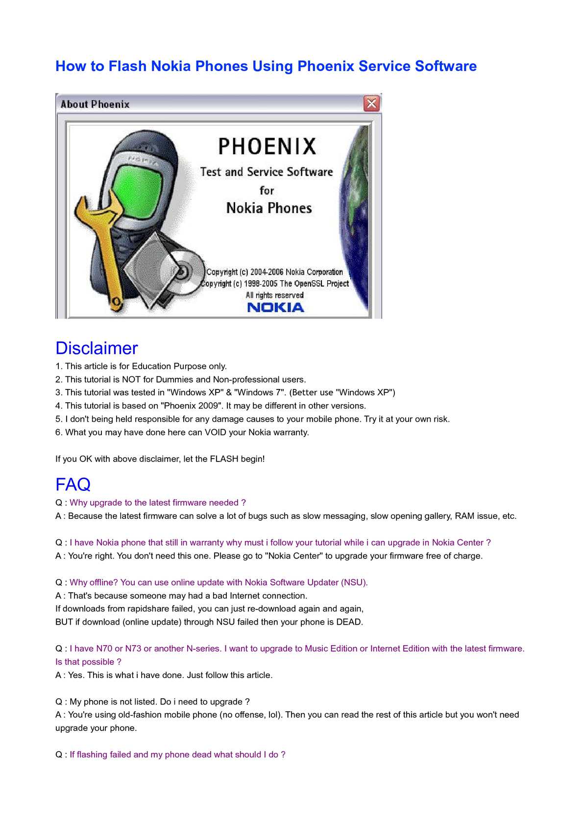 Phoenix service software 2012 full version